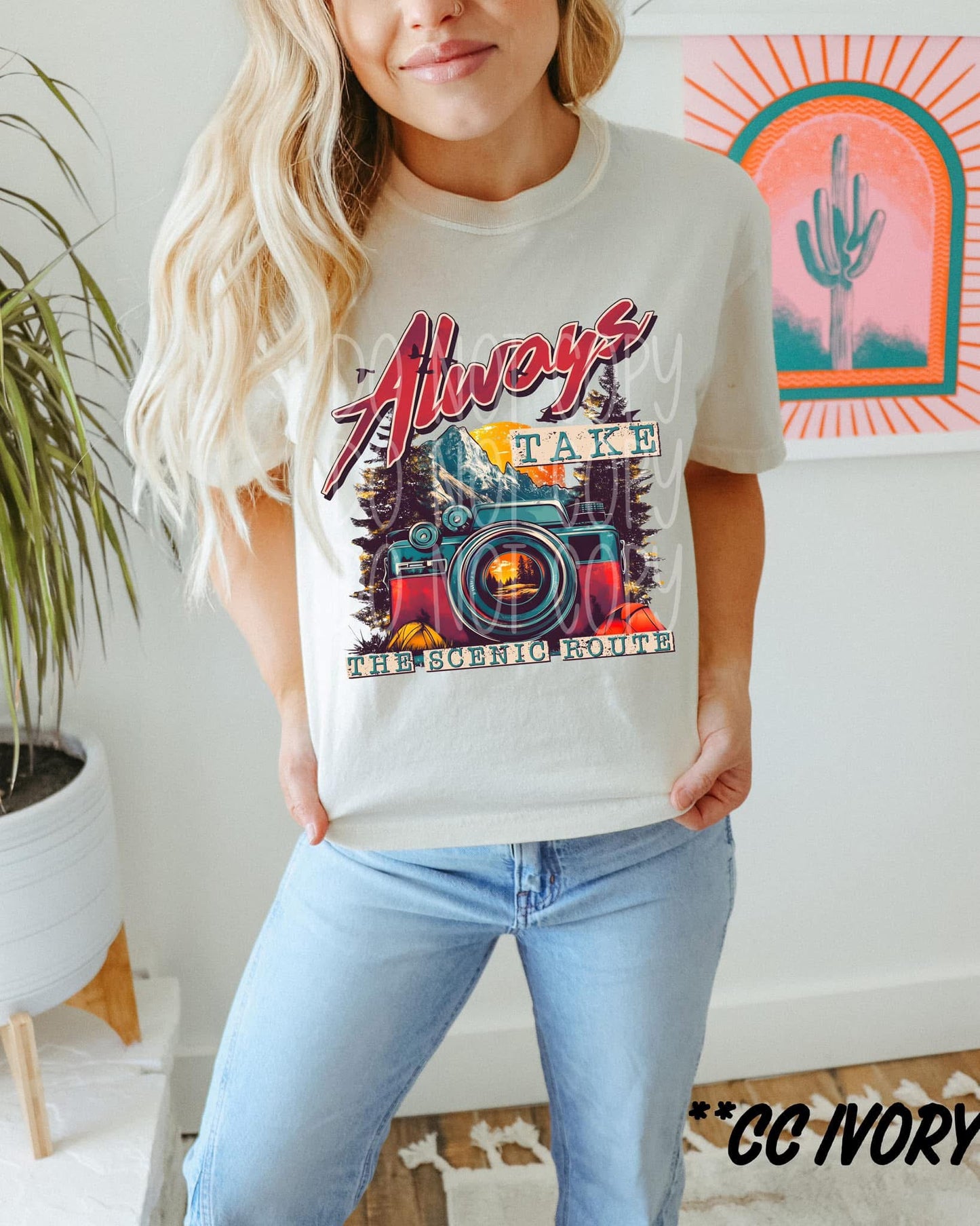 Always take the scenic route tee