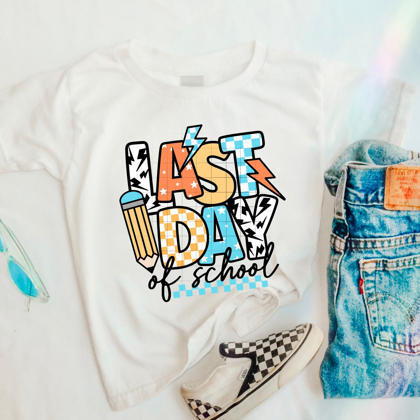 Last Day of School (lightening bolts) tee
