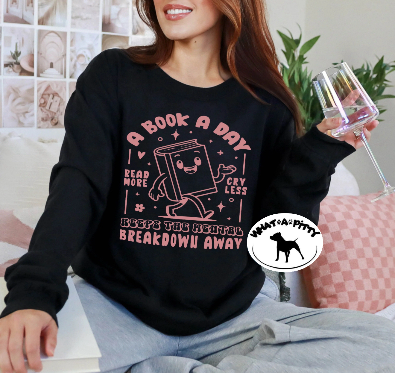 A Book a day tee (pink ink)