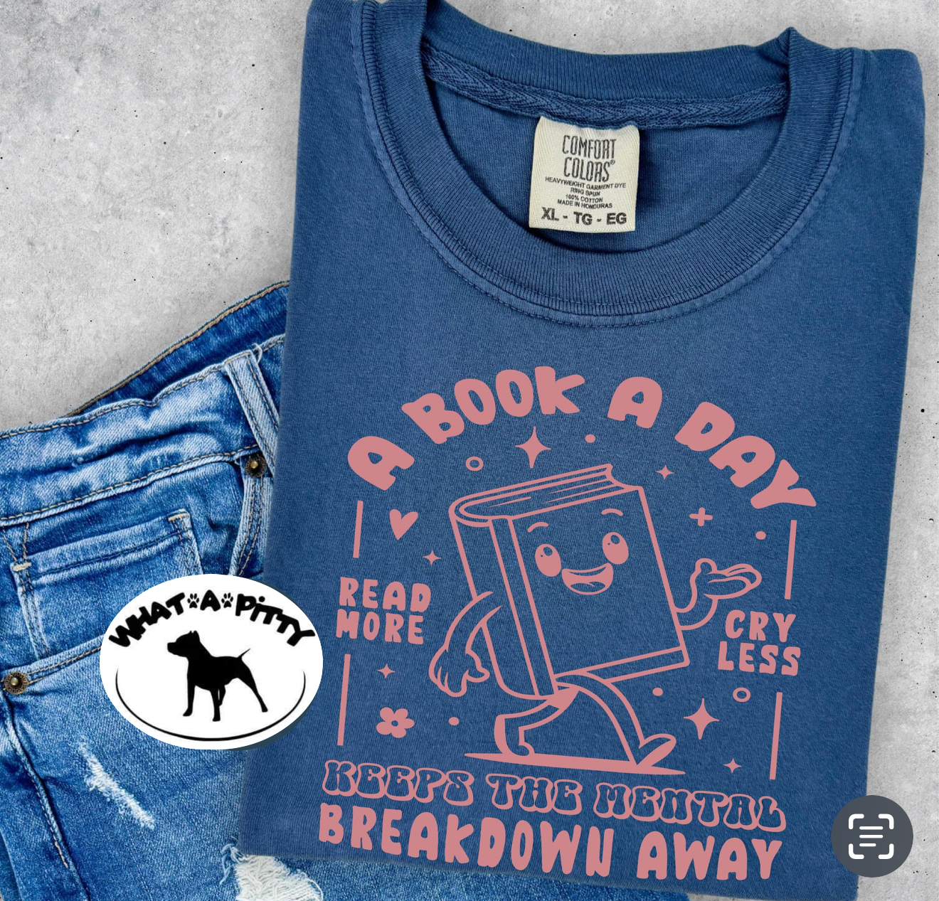 A Book a day tee (pink ink)