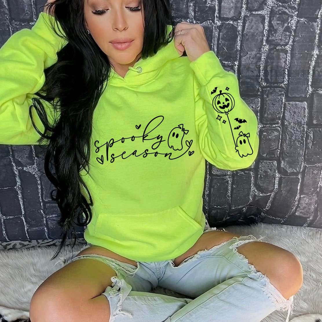 Spooky Season Ghost with sleeve design sweatshirt
