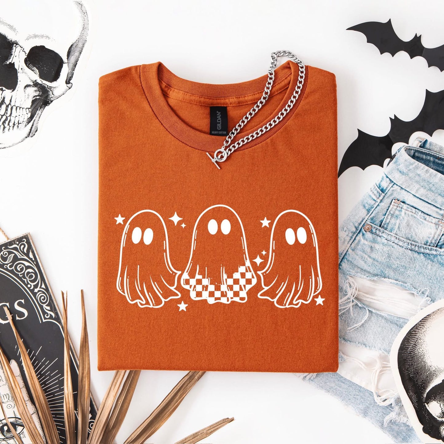 Ghost Trio white ink tee