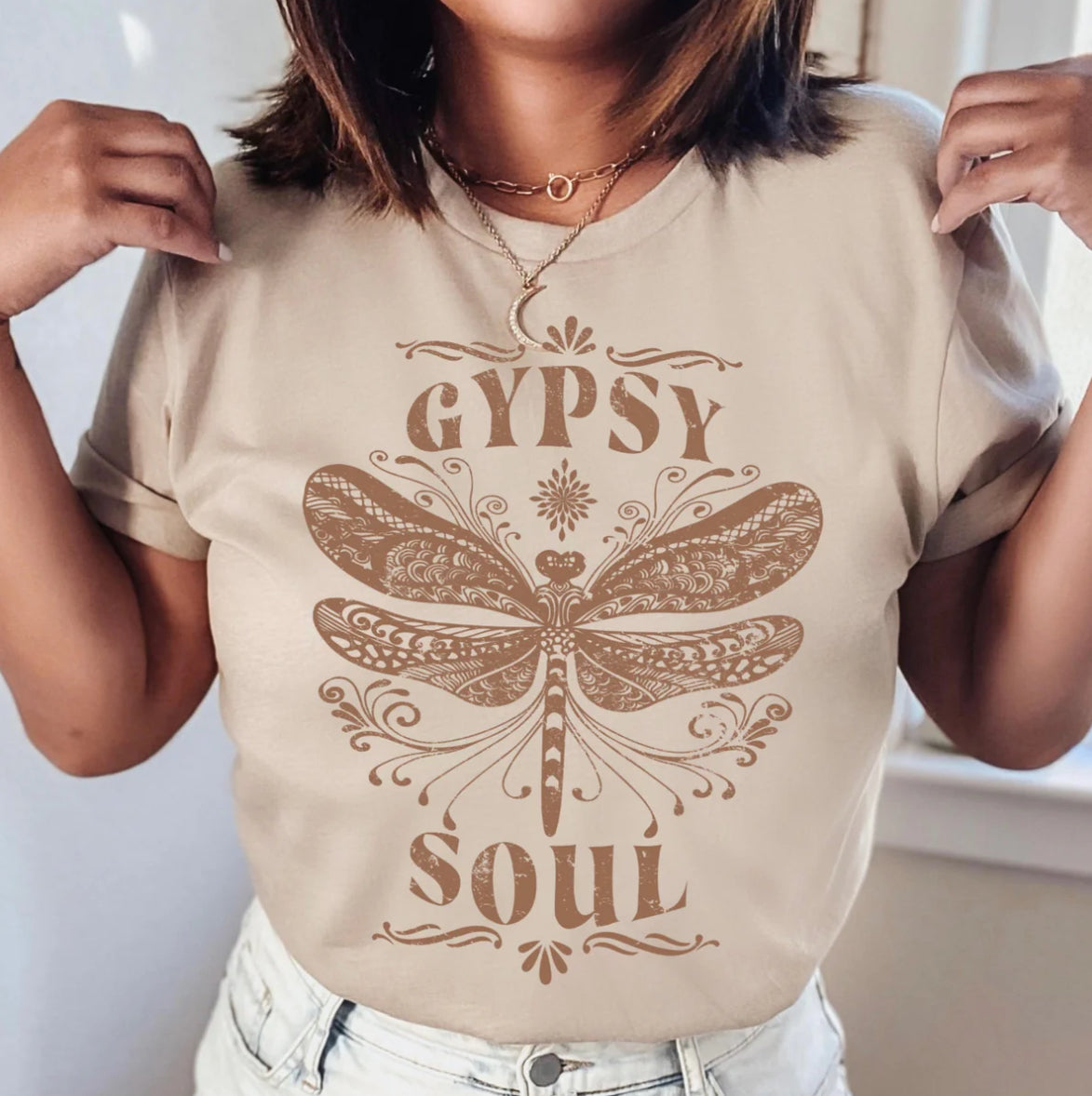 Gypsy Soul beige ink tee