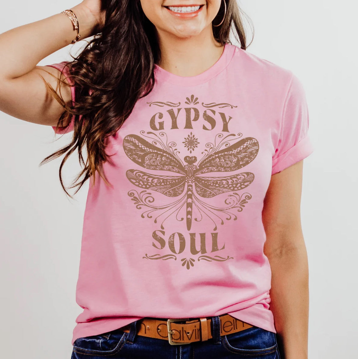 Gypsy Soul beige ink tee