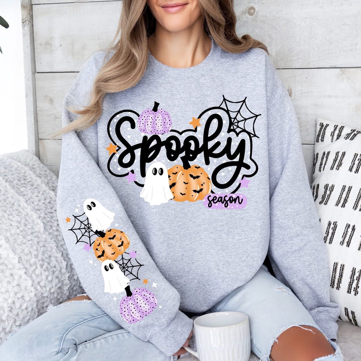 Large SPOOKY Season design with sleeve design sweatshirt