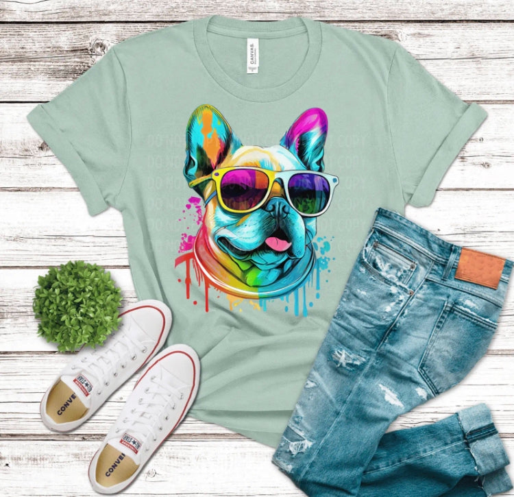 Watercolor Frenchie tee