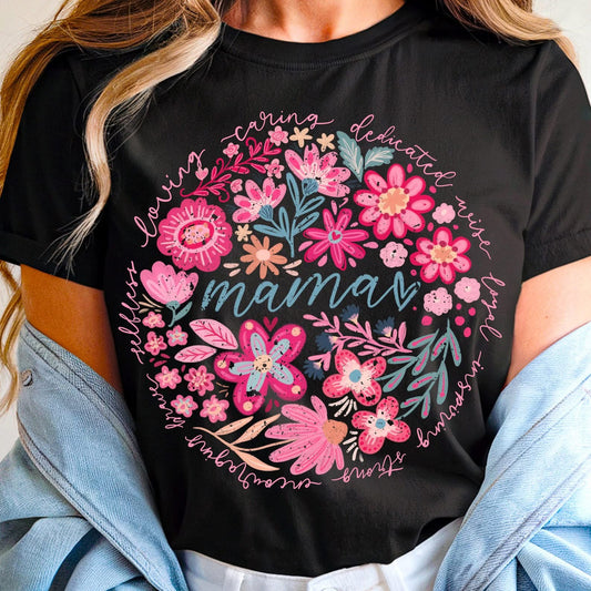 Mama floral circle tee