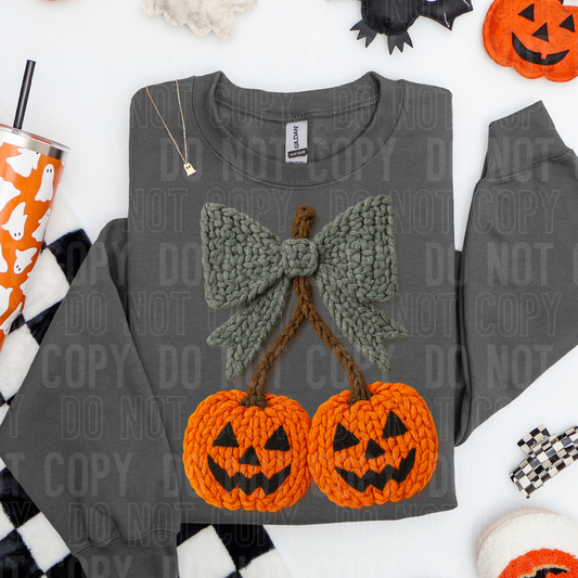 Pumpkin Cherries faux yarn tee