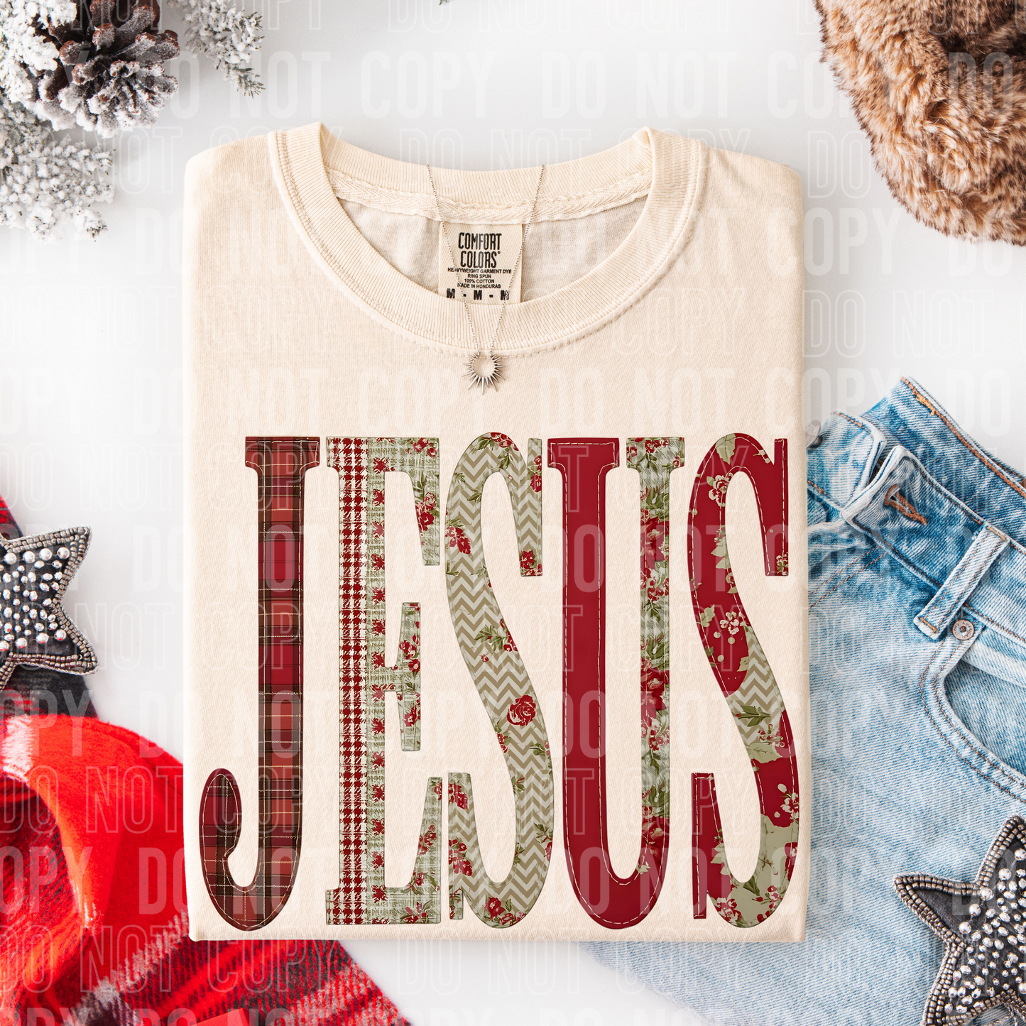 Jesus faux quilt look tee