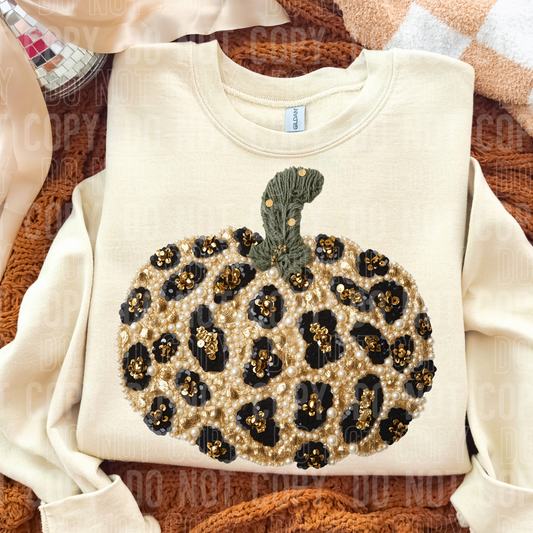 Cheetah Pumpkin faux yarn tee