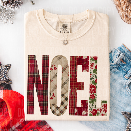 Noel faux quilt look tee