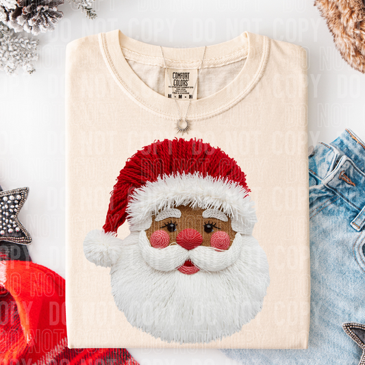Red Hat Santa faux yarn tee