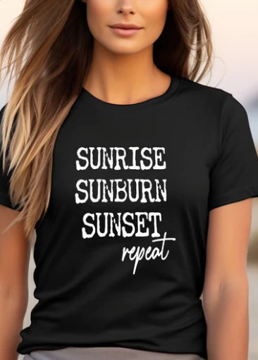 Sunrise Sunburn Sunset Repeat t-shirt
