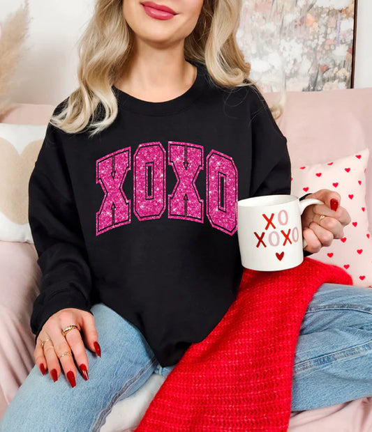 XOXO Faux Pink Glitter tee