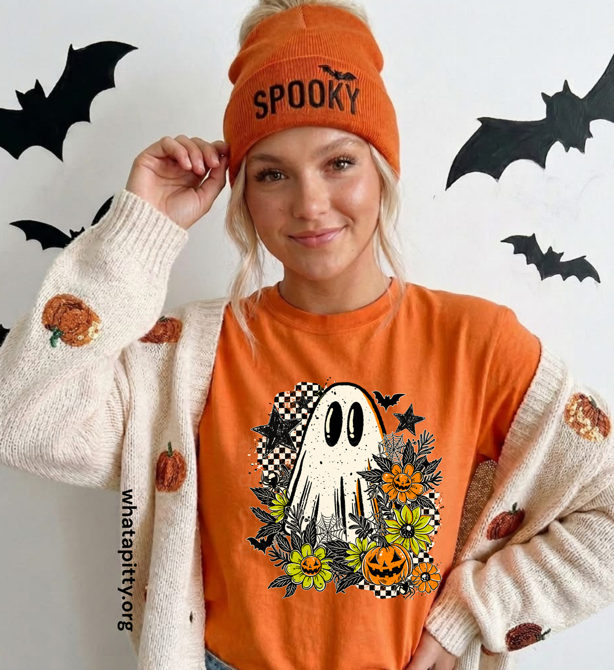 Checker & Floral Ghostie tee