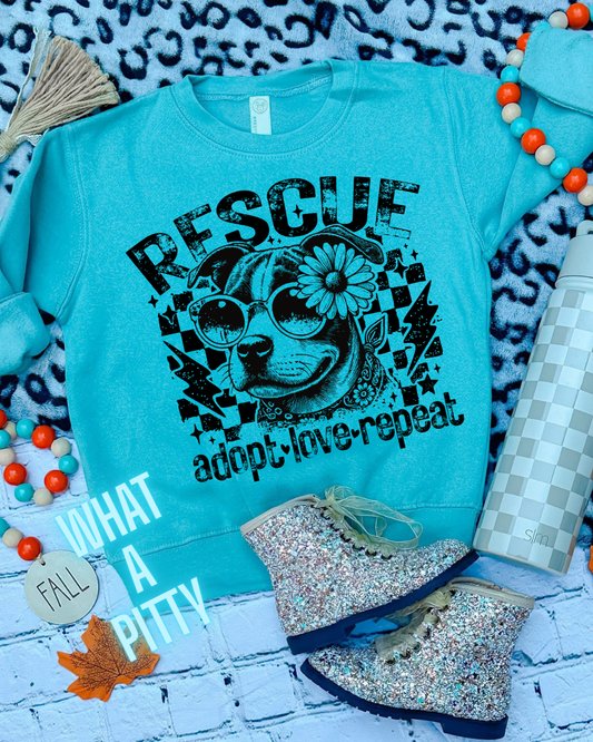 Rescue Adopt Love Repeat tee (Black Ink)