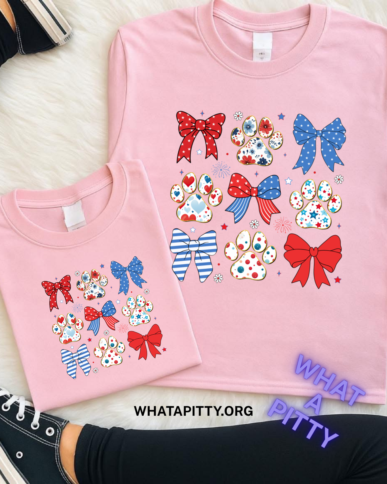 Patriotic Paw Prints & Bows tee