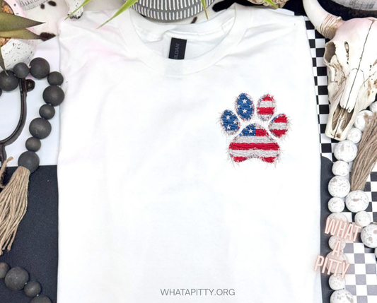 Patriotic Paw Print tee (with front pocket design)