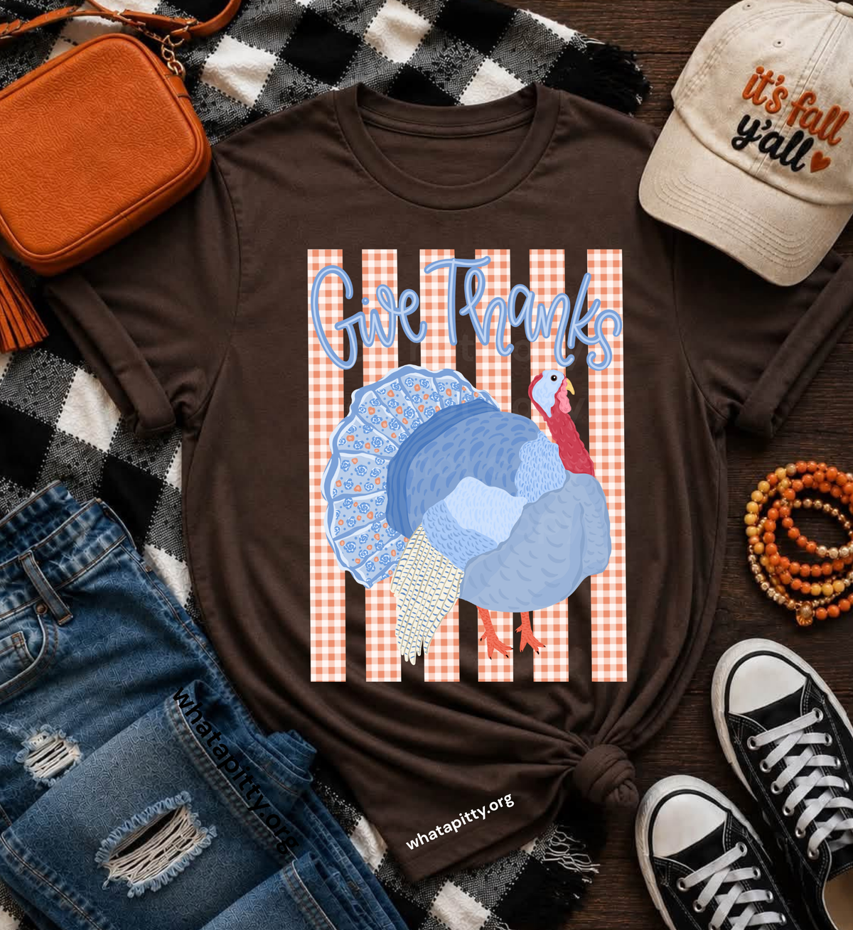 Give Thanks Blue Turkey tee