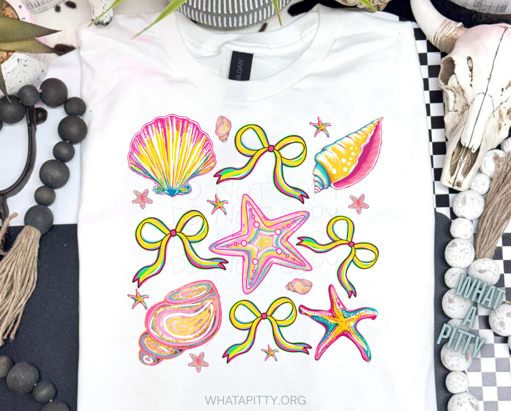 Colorful Seashells & Bows tee