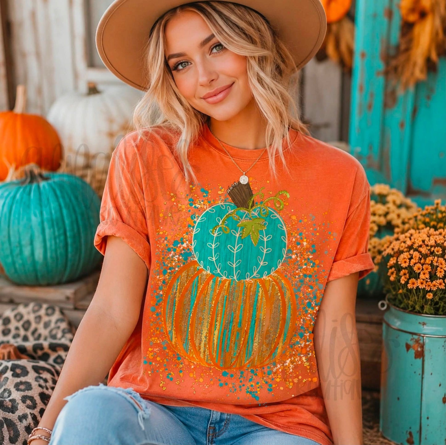 Splatter Stacked Pumpkins tee
