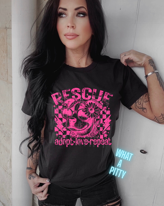 Rescue Adopt Love Repeat tee (Pink Ink)