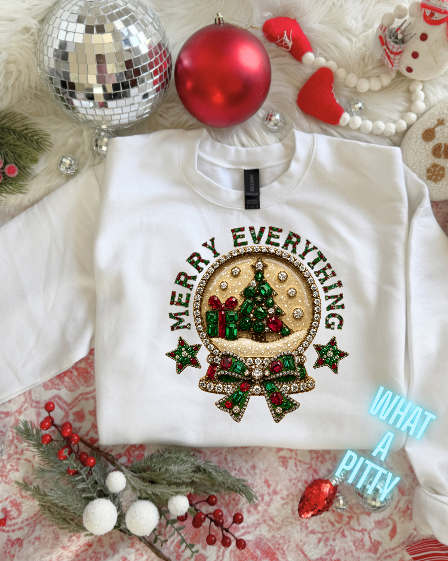 Merry Everything faux Jewels sweatshirt