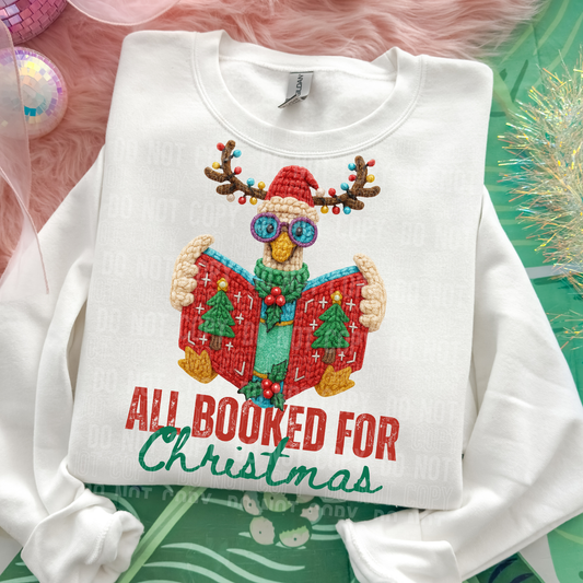 All booked for Christmas faux yarn tee