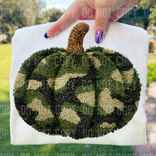 Camo Pumpkin faux yarn tee