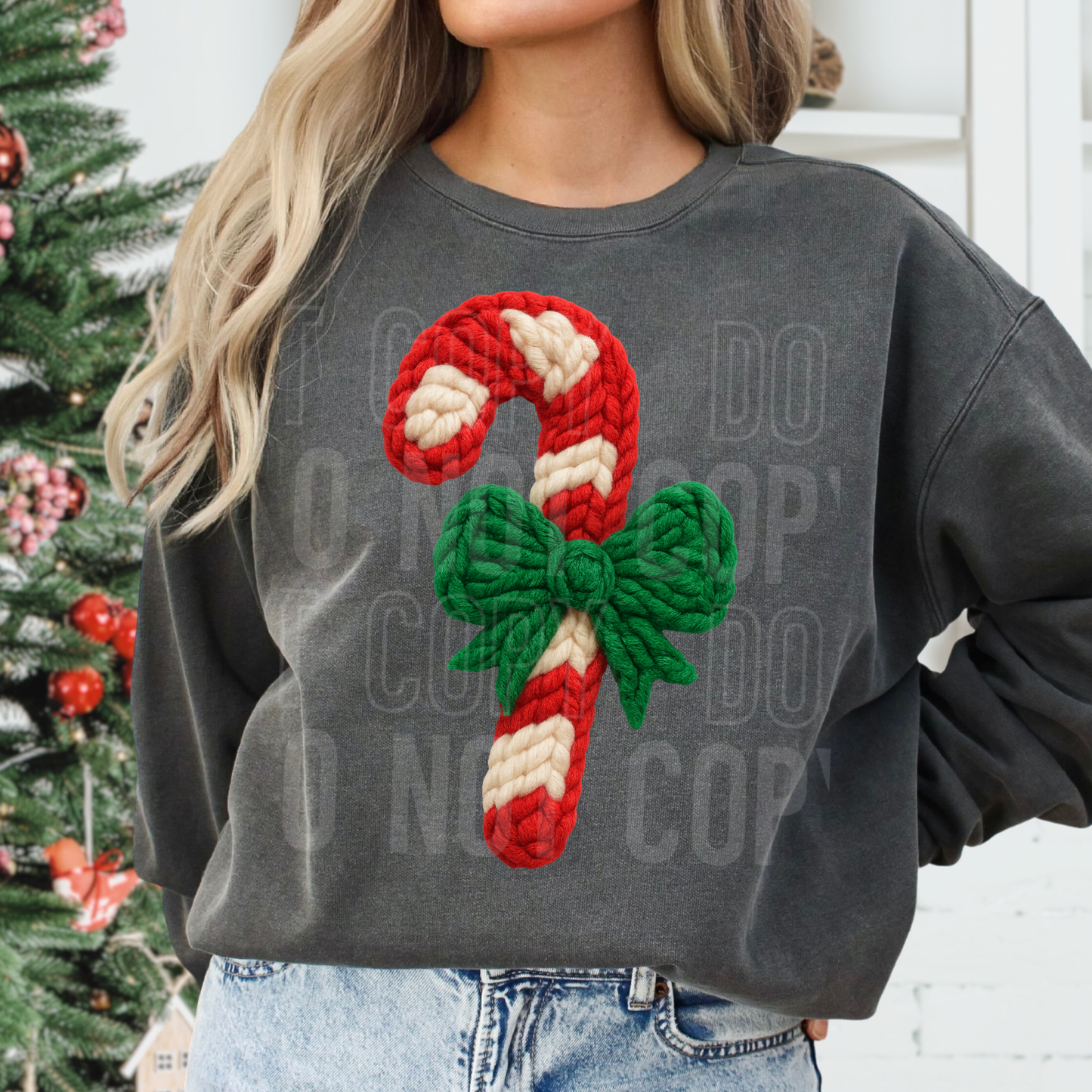Candycane faux yarn tee