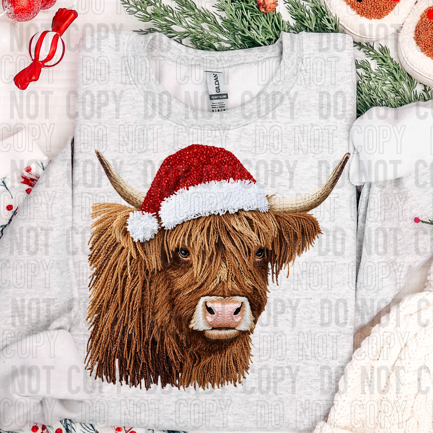Christmas Cow faux yarn tee