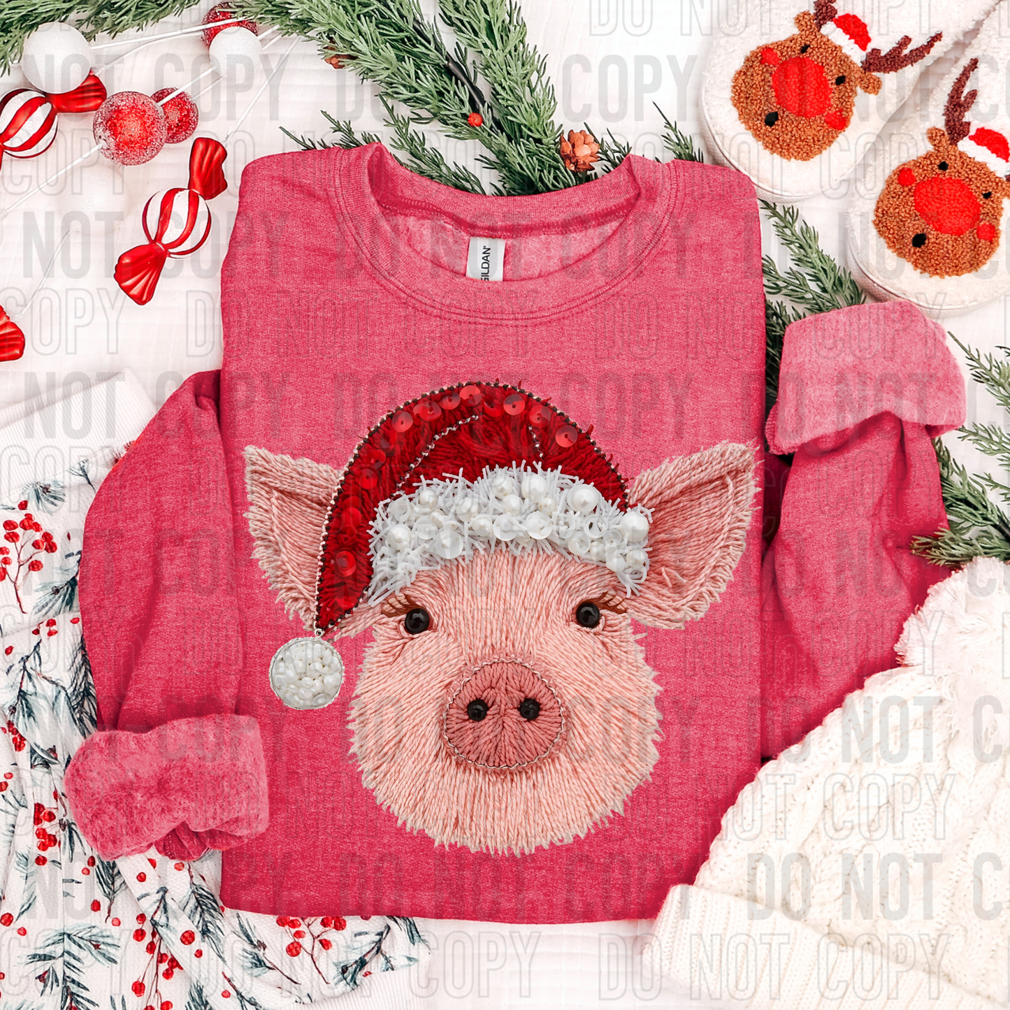 Christmas Pig faux yarn tee