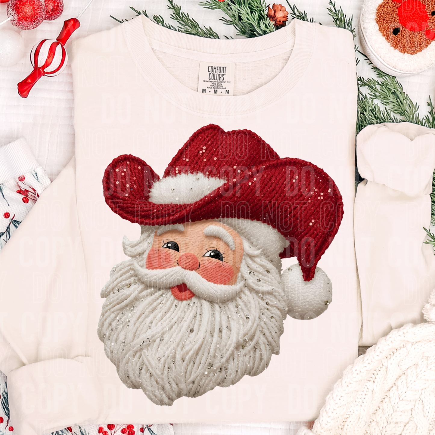 Cowboy Santa faux yarn tee