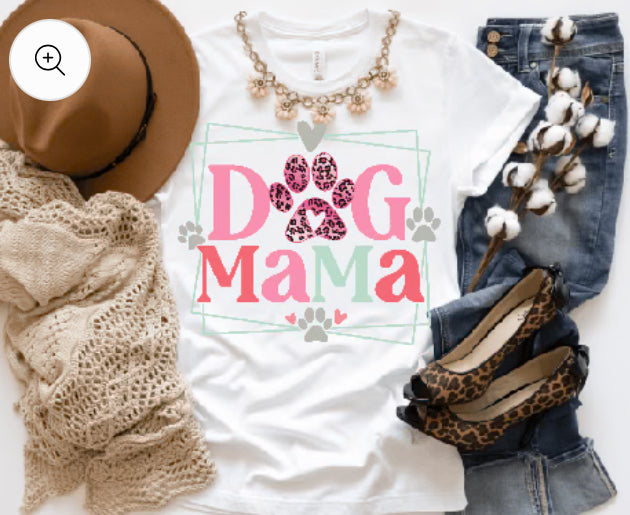 Dog Mama pink & mint  t-shirt