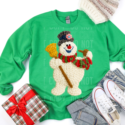 Snowman with top hat faux yarn tee