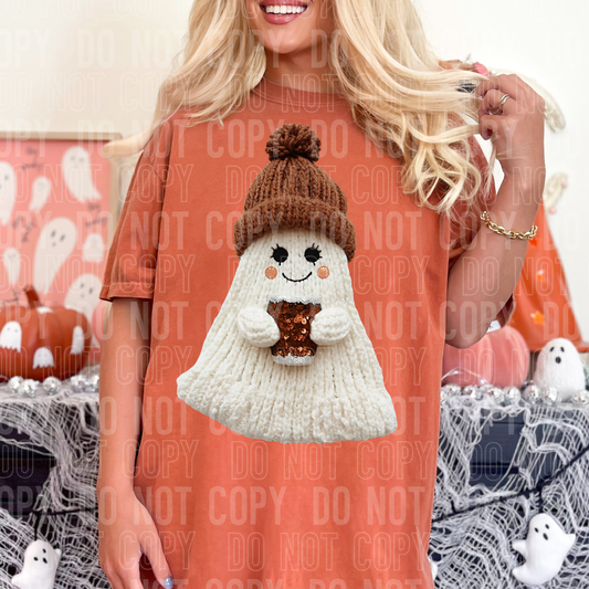 Coffee Ghost Beanie faux yarn tee