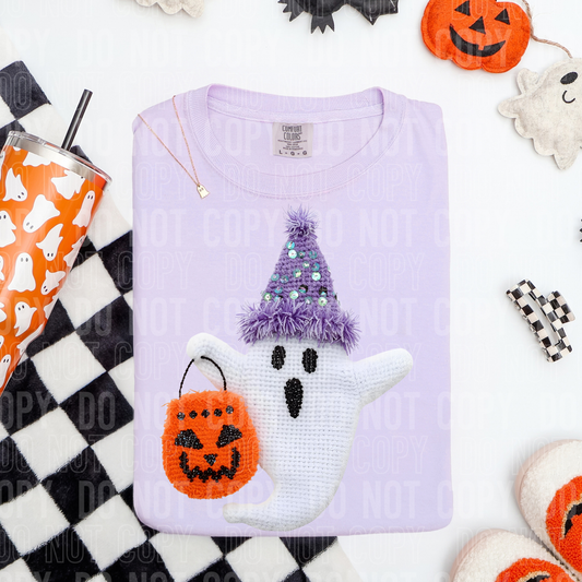 Trick-or-Treat Ghost faux yarn tee