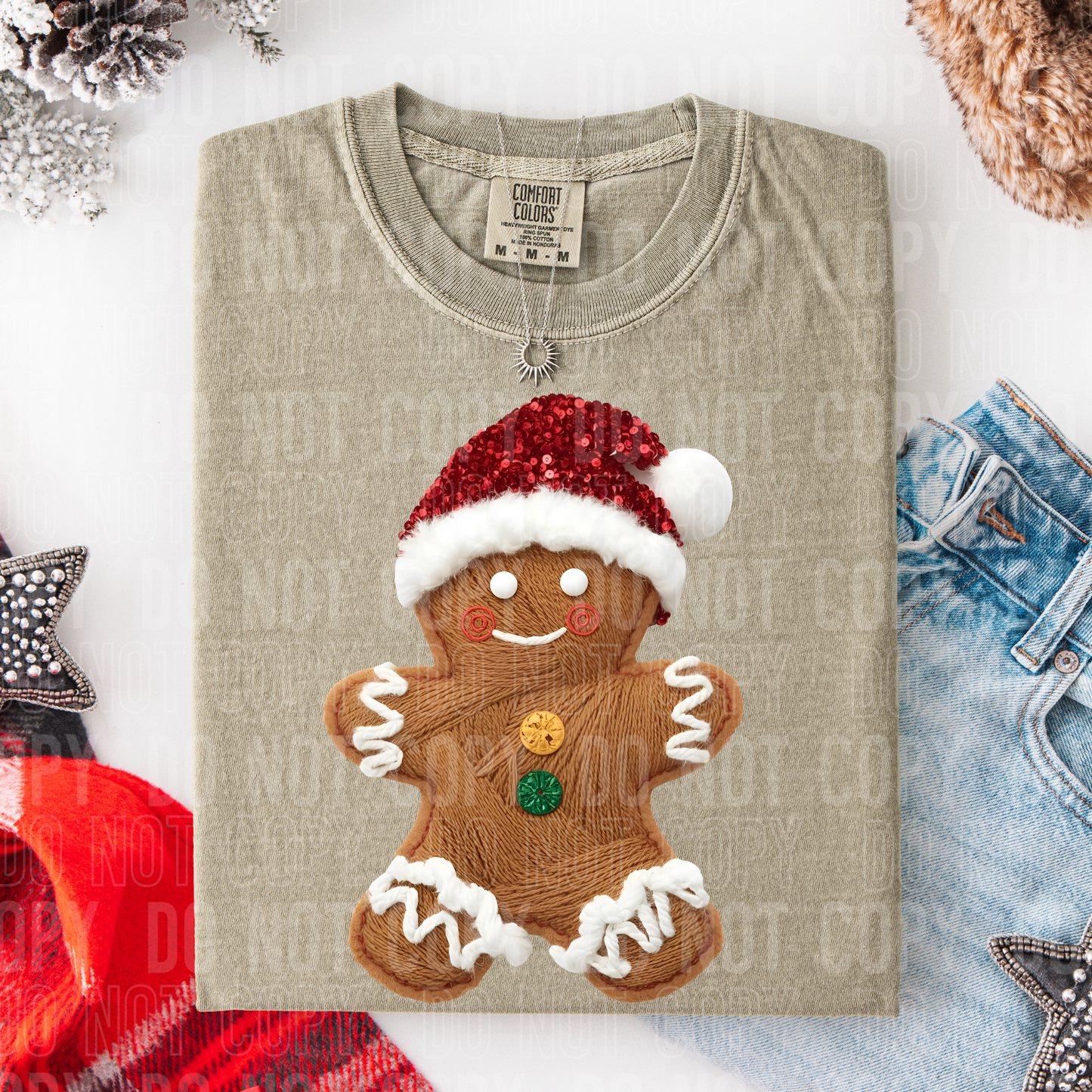 Gingerbread man faux yarn tee