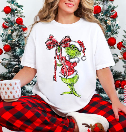 Green Man holding bow tee