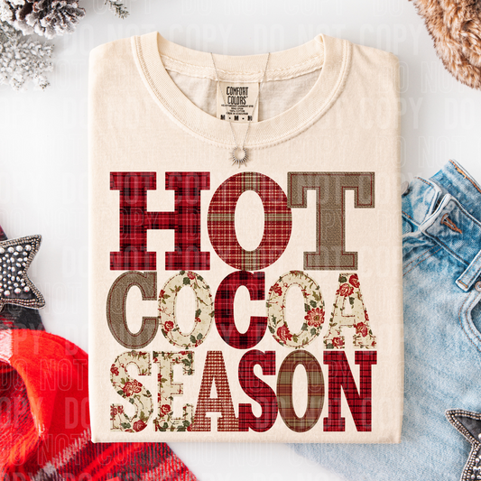 Hot Cocoa Season faux quilt look tee