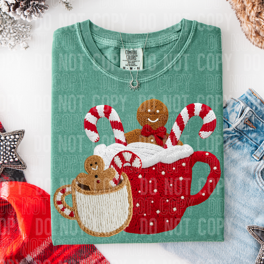 Gingerbread Hot Coco faux yarn tee