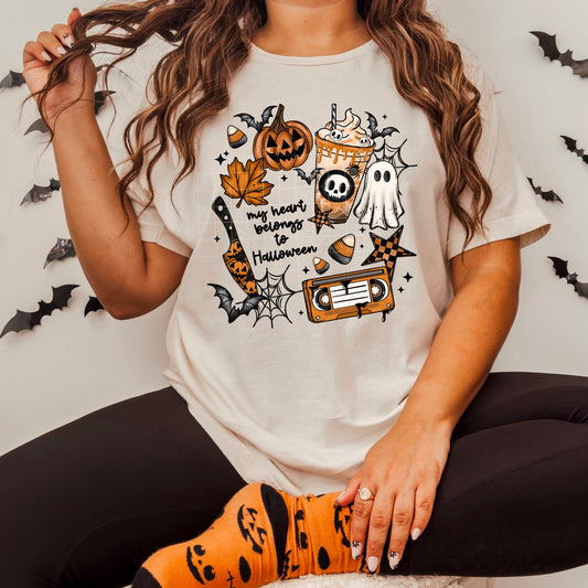 My heart belongs to Halloween tee (Black Ink)