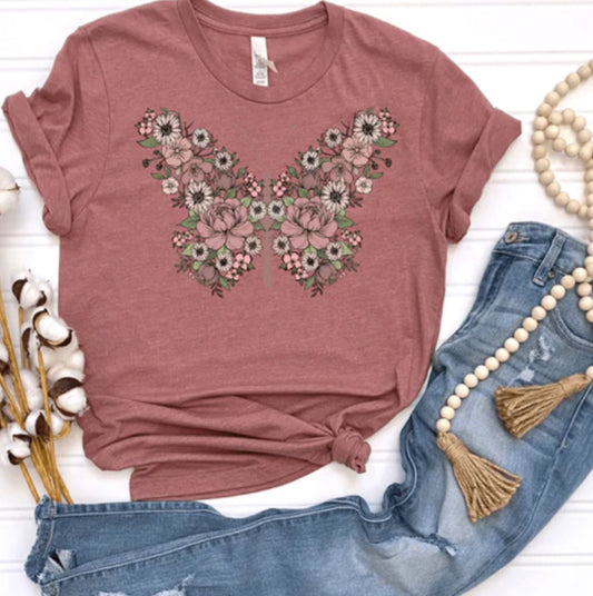 Floral Butterfly tee