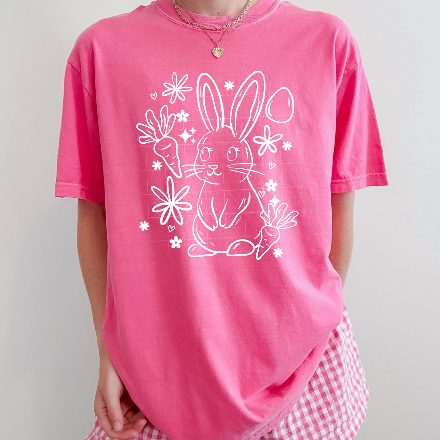 Doodle Bunny tee (White Ink)