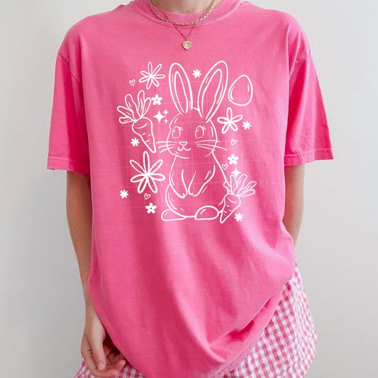 Doodle Bunny tee (White Ink)