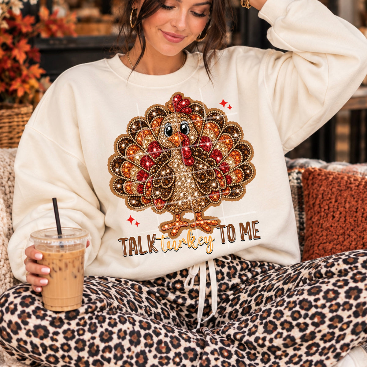 Faux Rhinestone Talk Turkey to Me tee
