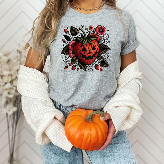 Faux Embroidery Strawberry Pumpkin t-shirt