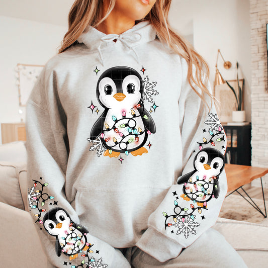 Penguin Lights sweatshirt with sleeve designs