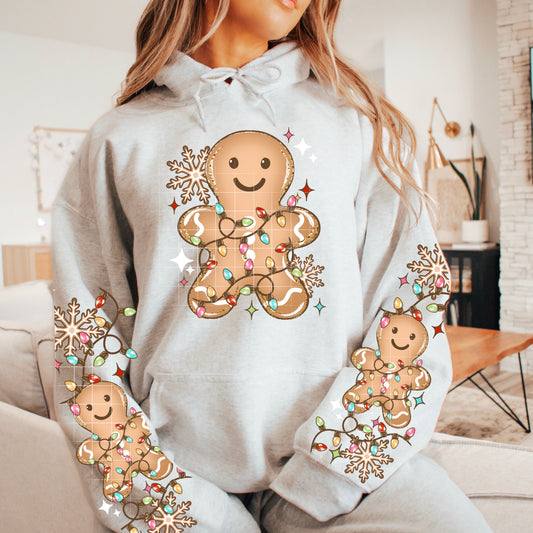 Gingerbread Lights sweatshirt with sleeve designs