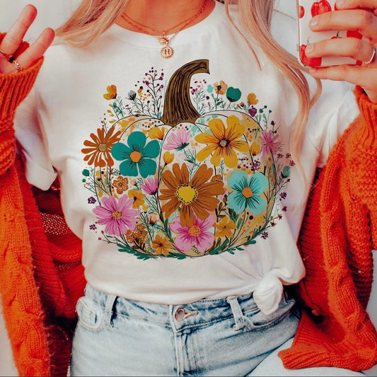 Floral Pumpkin tee